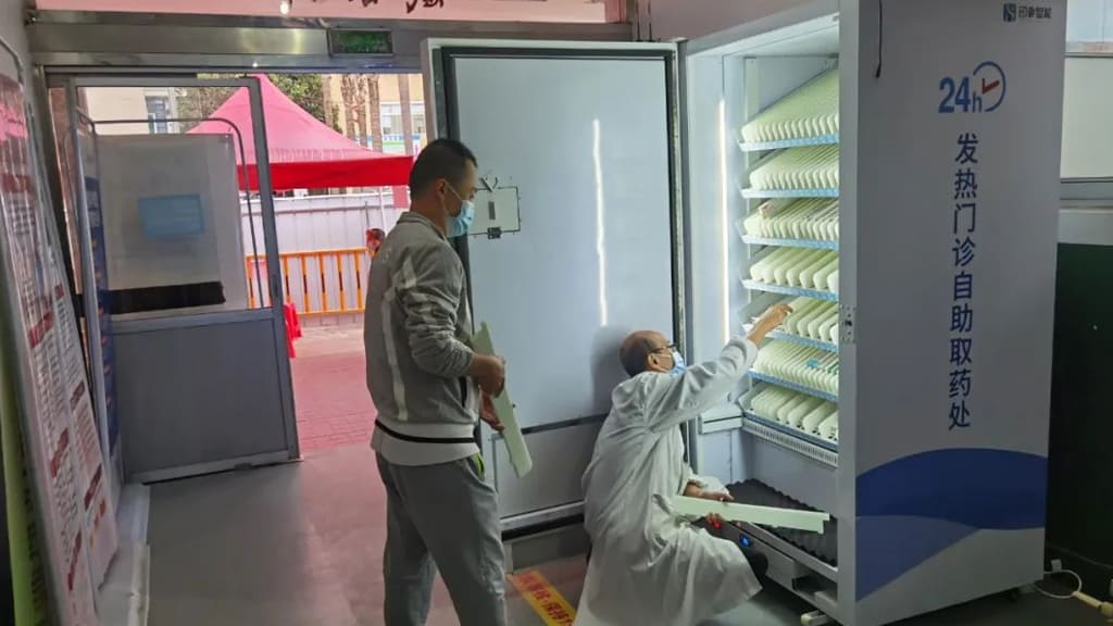 IMT dispenser installed and utilized at the entrance of the outpatient department